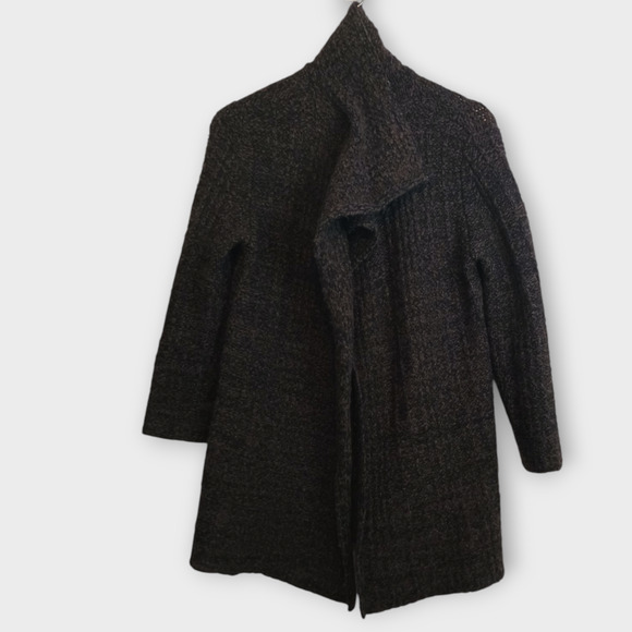 Eileen Fisher Cardigan Womens PS Brown Loom Knit Oversized Cozy Open Sweater - Picture 3 of 8